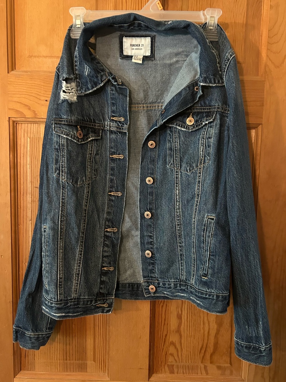 Forever 21 Blue Distressed Women's Denim Jacket